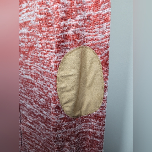 Donated! EST. 1946 Womens Heather Red Button Back Leather Elbow Patches sz L - Picture 5 of 10